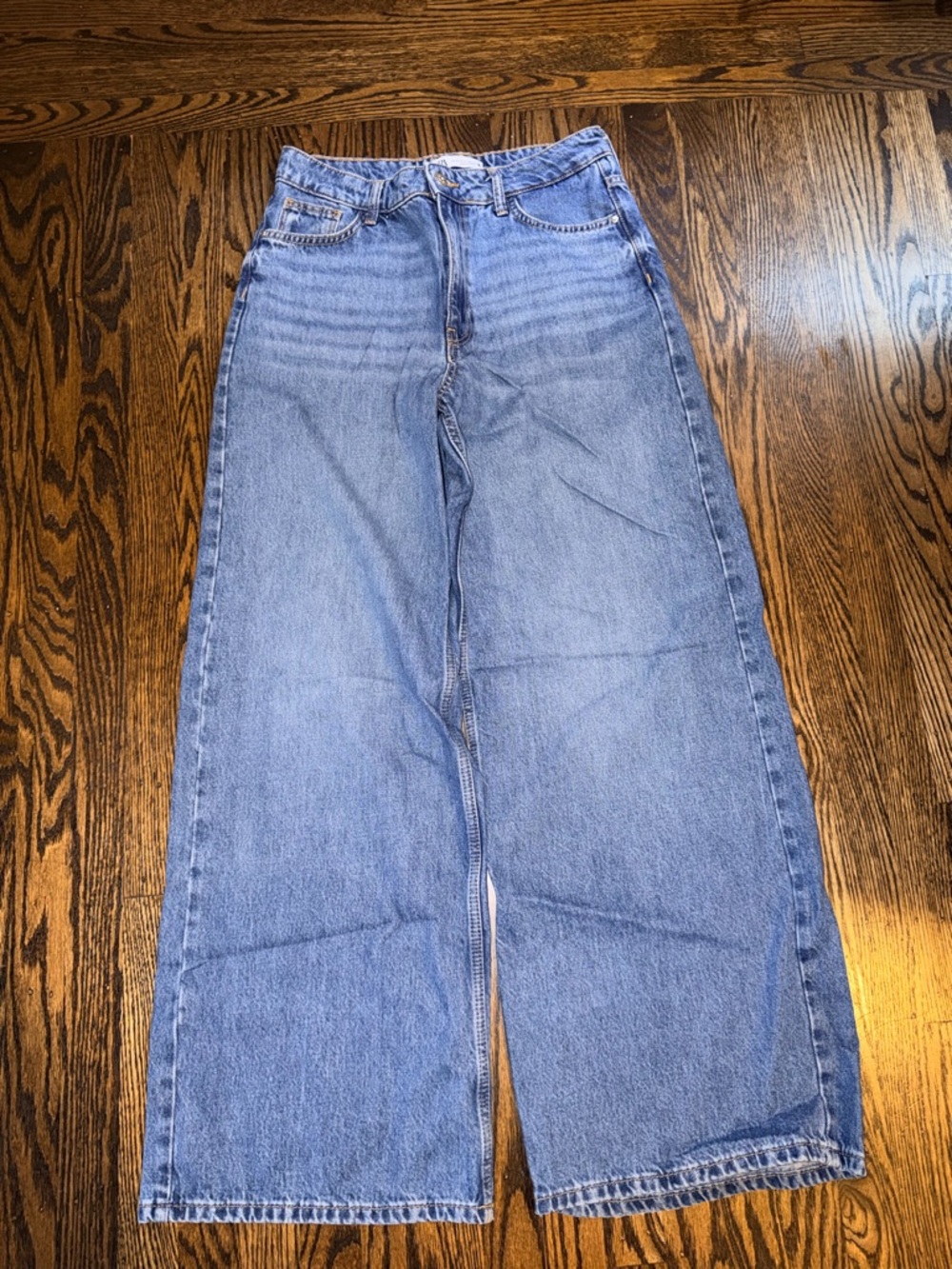Zara washed Blue Wide-Leg denim Jeans 6